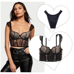 CLEARANCE $8̶2̶ Victoria’s Secret Lace Corset top & matching Brazilian…